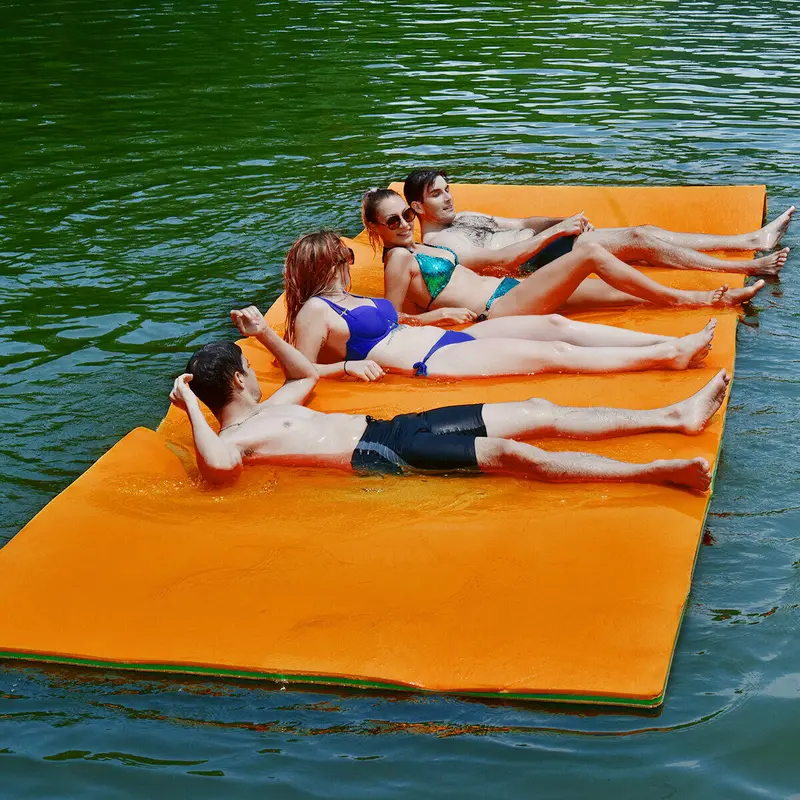 12' X 6' Floating Water Mat – Triple-Layer Foam Oasis Pad For Pools, Lakes, And Beaches (Orange) 1