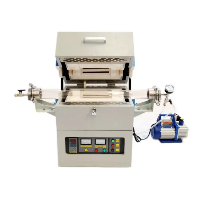 1200°C Vacuum Tubular Furnace — Benchtop Laboratory Tube Furnace With Integrated Vacuum Pump 1