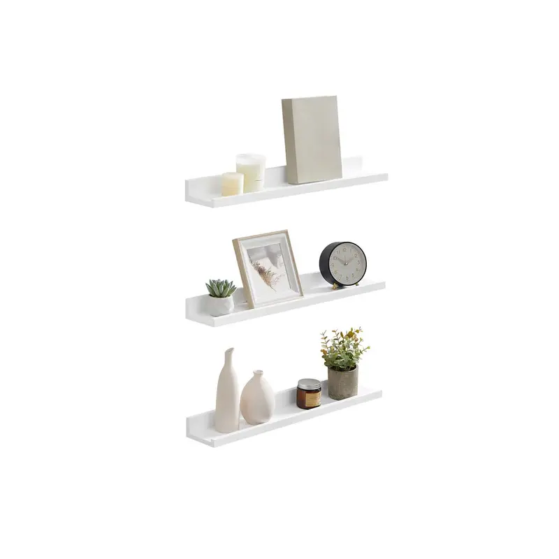 3-Piece Matte White Floating Shelf Set – Mdf Construction For Stylish Home Or Office Display 1