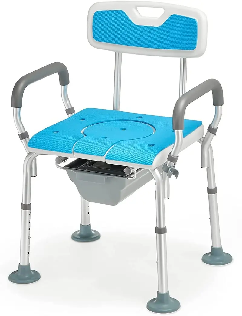 4-In-1 Heavy-Duty Bedside Commode & Shower Chair With Backrest And Armrests 1