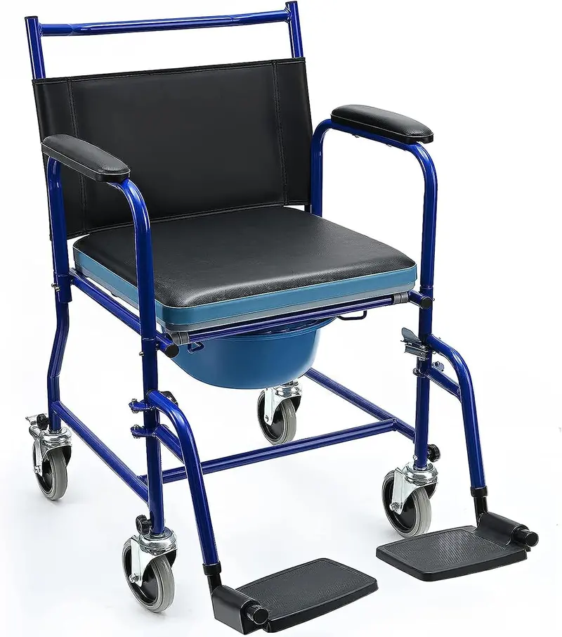 4-In-1 Rolling Commode & Shower Chair – Multi-Function Transport Wheelchair For Elderly, Post-Surgery & Rehab Use 1