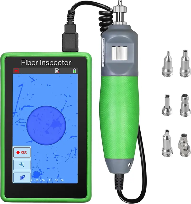 5-Inch Handheld Fiber Optic Microscope | 400X End-Face Inspection Camera With Real-Time Video Probe And Universal Connector Adapters 1