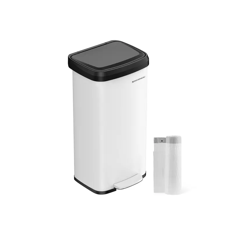 68L Silver Metal Pedal Bin – Tall Touch-Free Waste Container With Lid 1