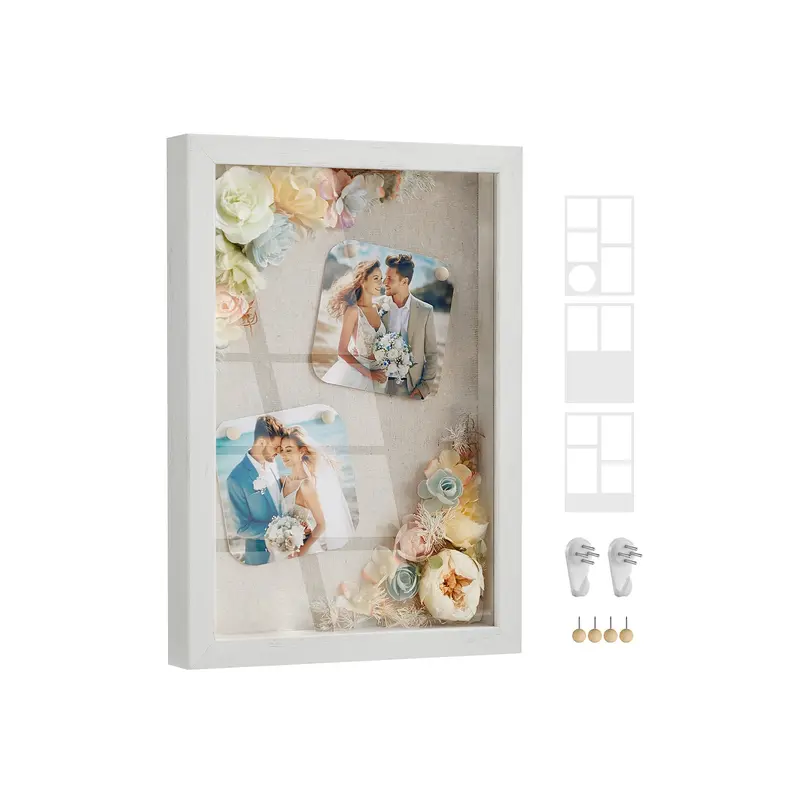 A4 Multi-Photo Shadow Box Frame – Wooden Display Case With Mats & Pins 1