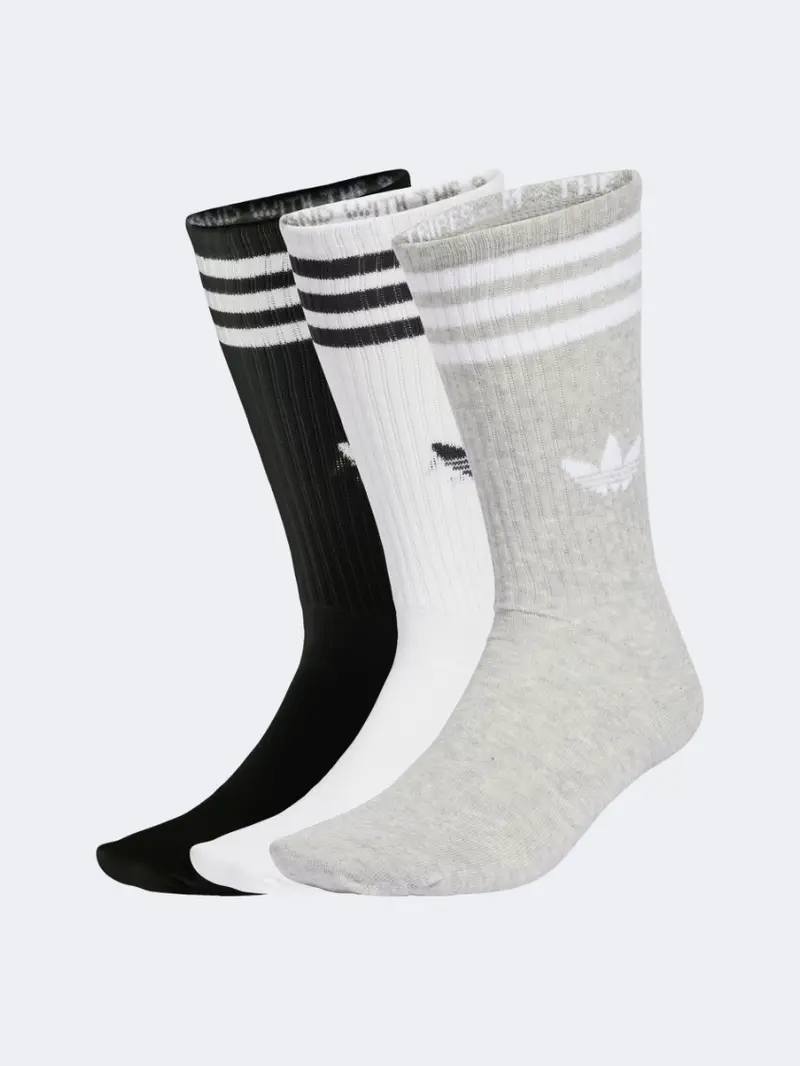 Adidas 3-Stripes High-Crew Unisex Socks (3-Pack) – White, Grey & Black 1