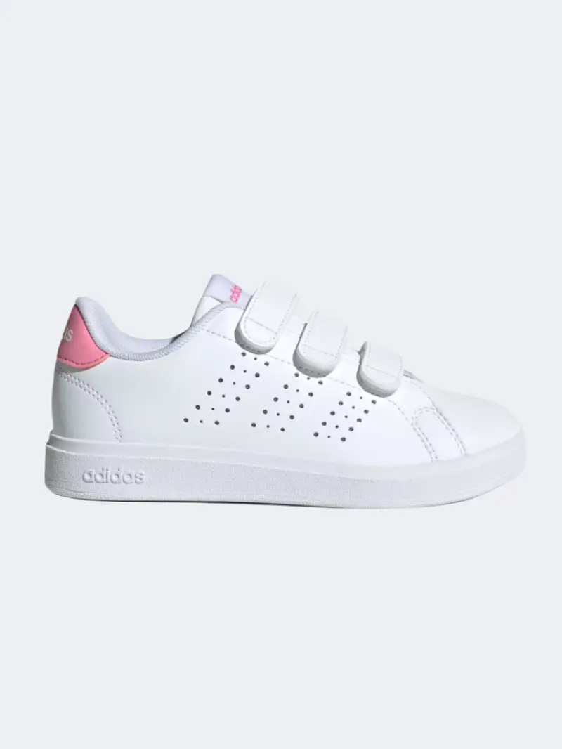 Adidas Advantage Base 2 Preschool Girls Sportswear Shoes – White & Bliss Pink 1