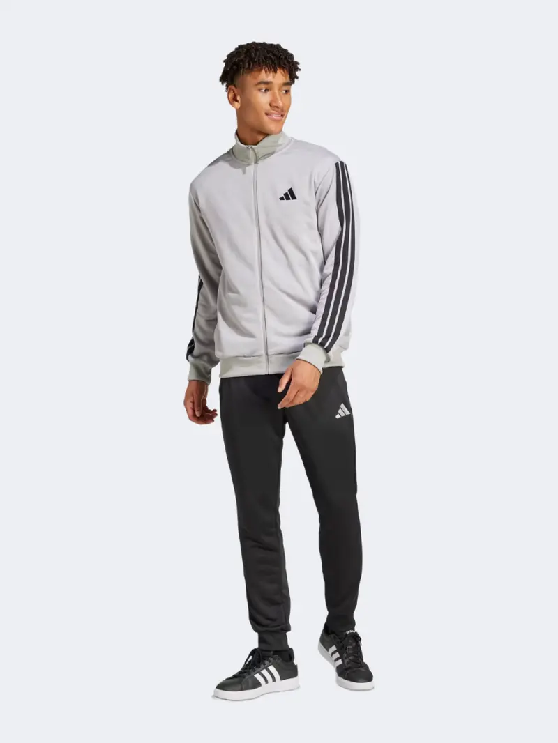 Adidas Basic French Terry Men'S Tracksuit – Heather Grey 1