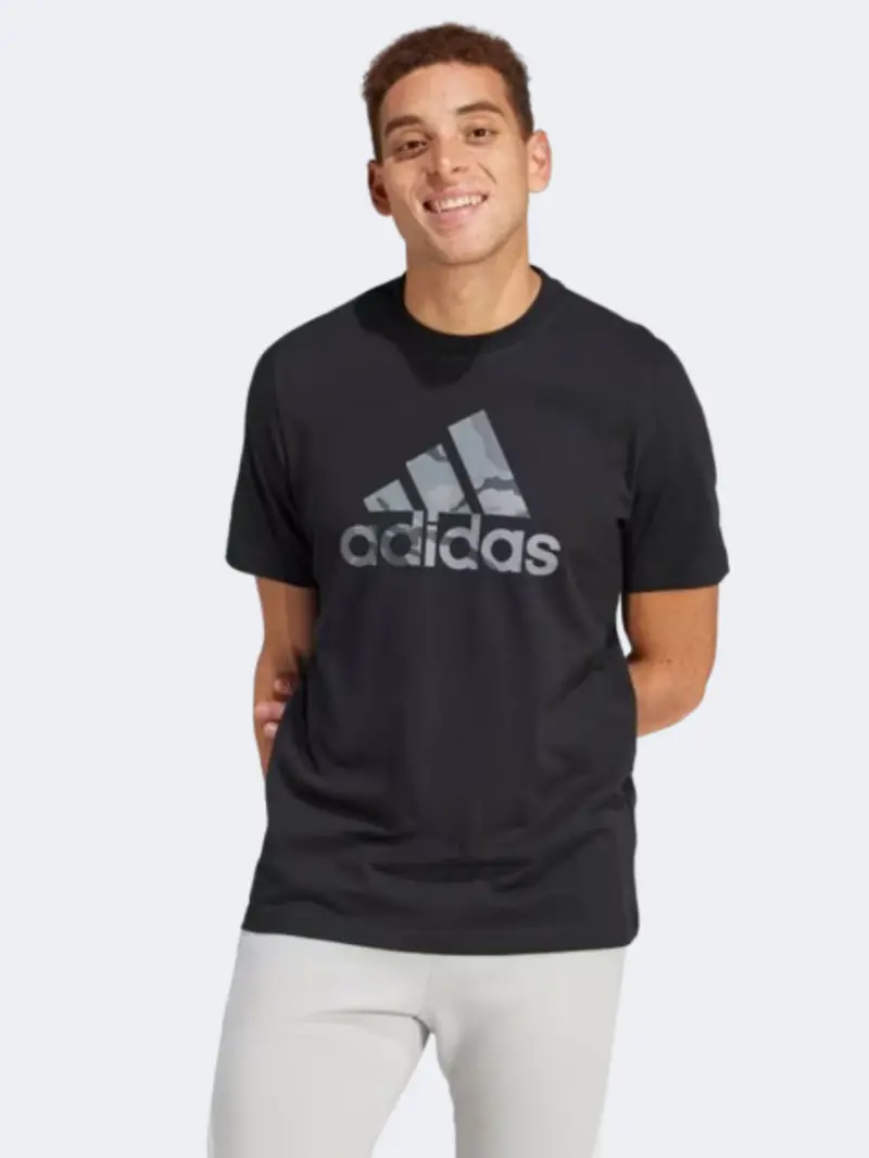 Adidas Camo Badge Of Sport Men'S Black Graphic Tee 1