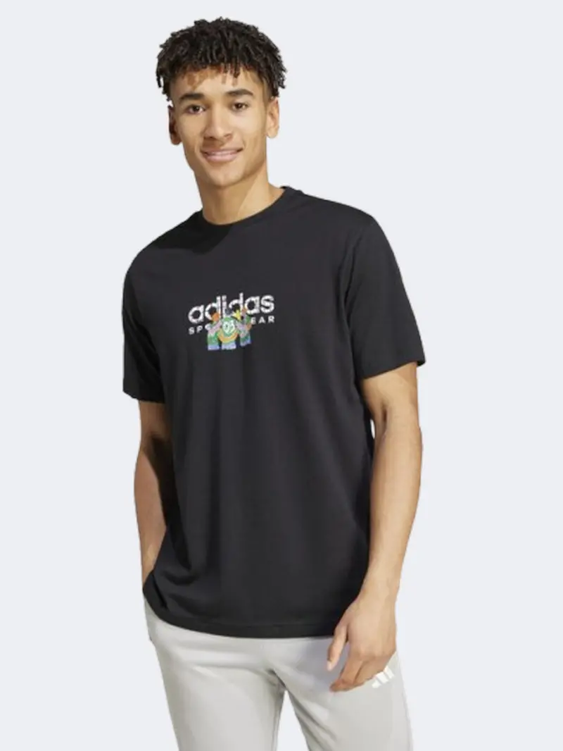 Adidas Codes Linear Graphic Black Sportswear T-Shirt For Men 1