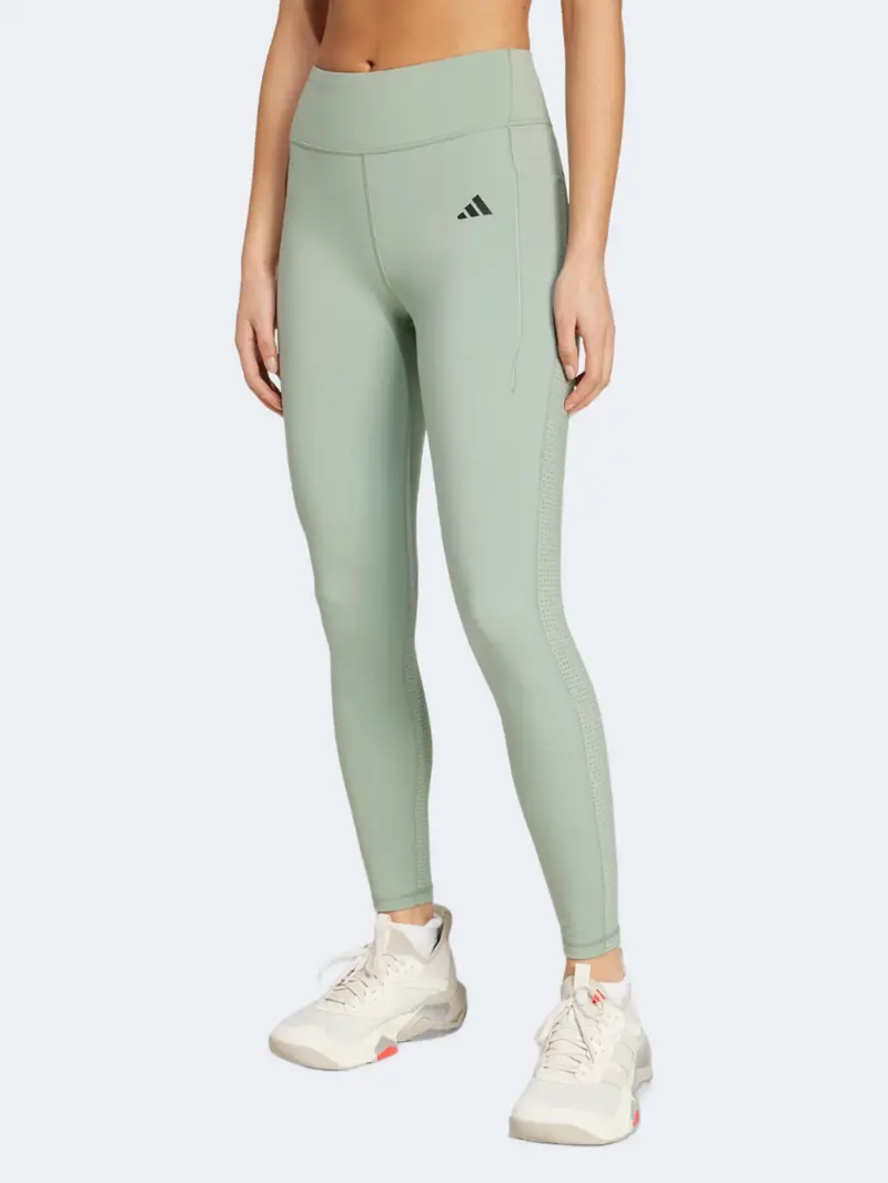 Adidas Cool Intensity Women'S 7/8 Training Tights In Silver And Green 1