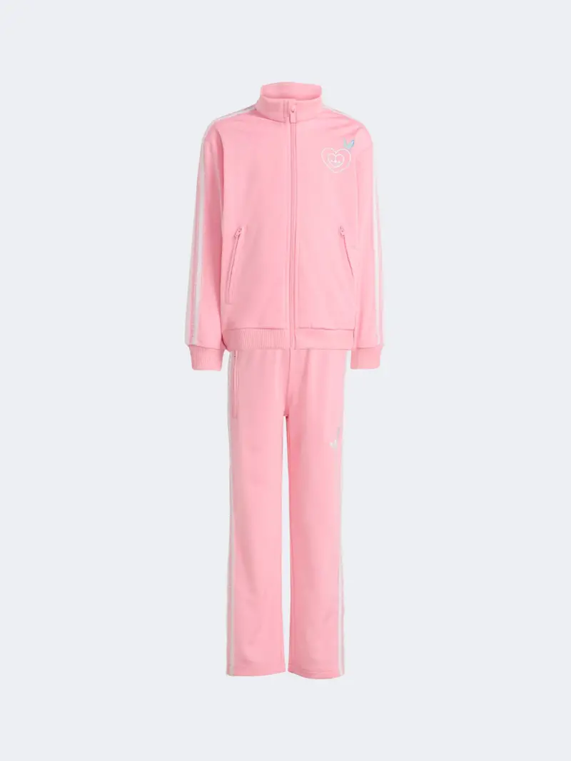 Adidas Disney Firebird Little Girls' Tracksuit – Light Pink & White 1