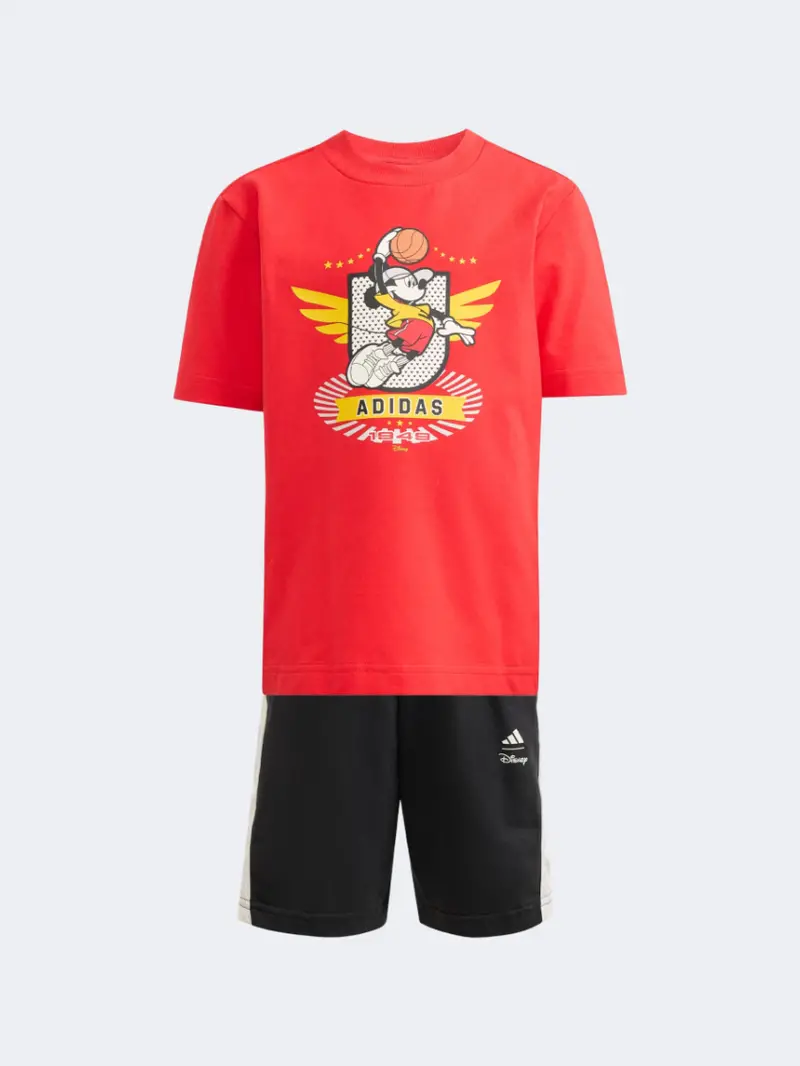 Adidas Disney Mickey Mouse Boys' Sportswear Set – Pure Ruby & Off-White 1