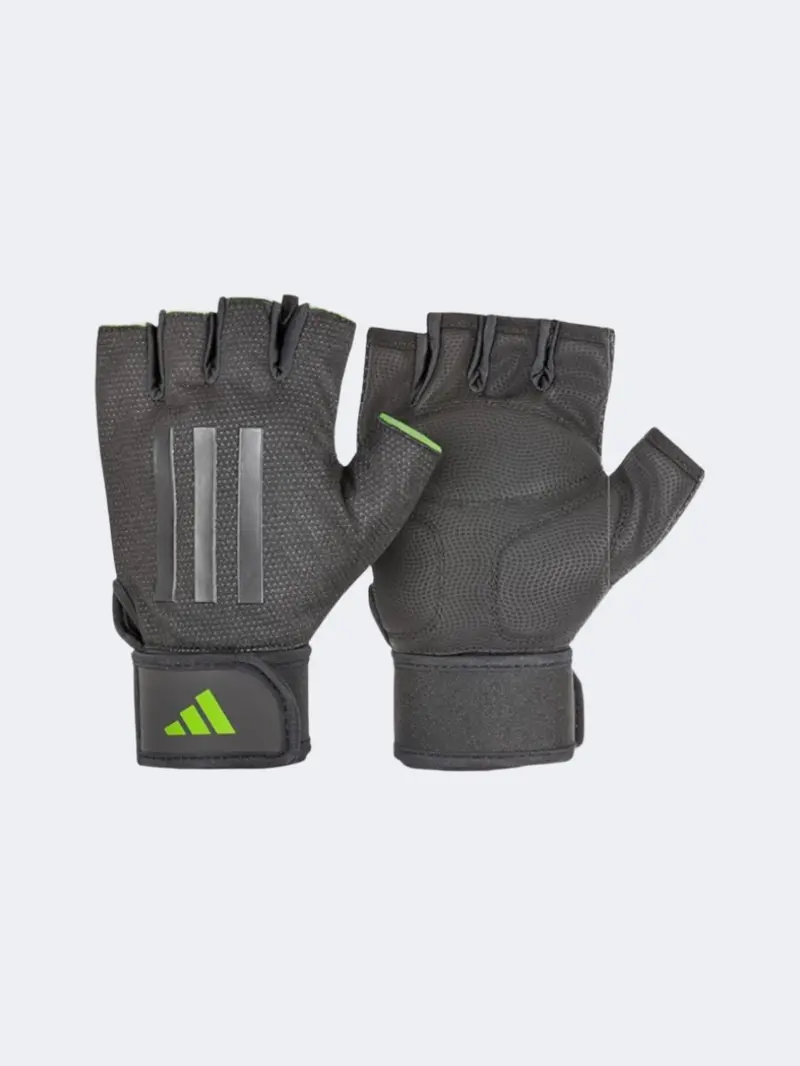 Adidas Elite Training Gloves – Black With Green Accents 1