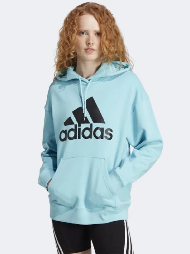 Adidas Essential Big Logo Women'S Light Aqua & Black Sportswear Hoodie 1