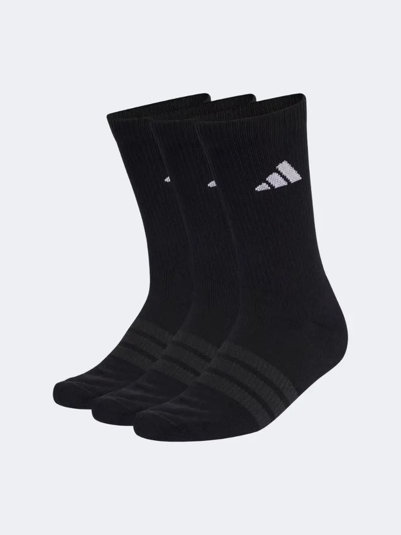 Adidas Essentials 3-Pack Cushioned Training Socks (Black/White) 1
