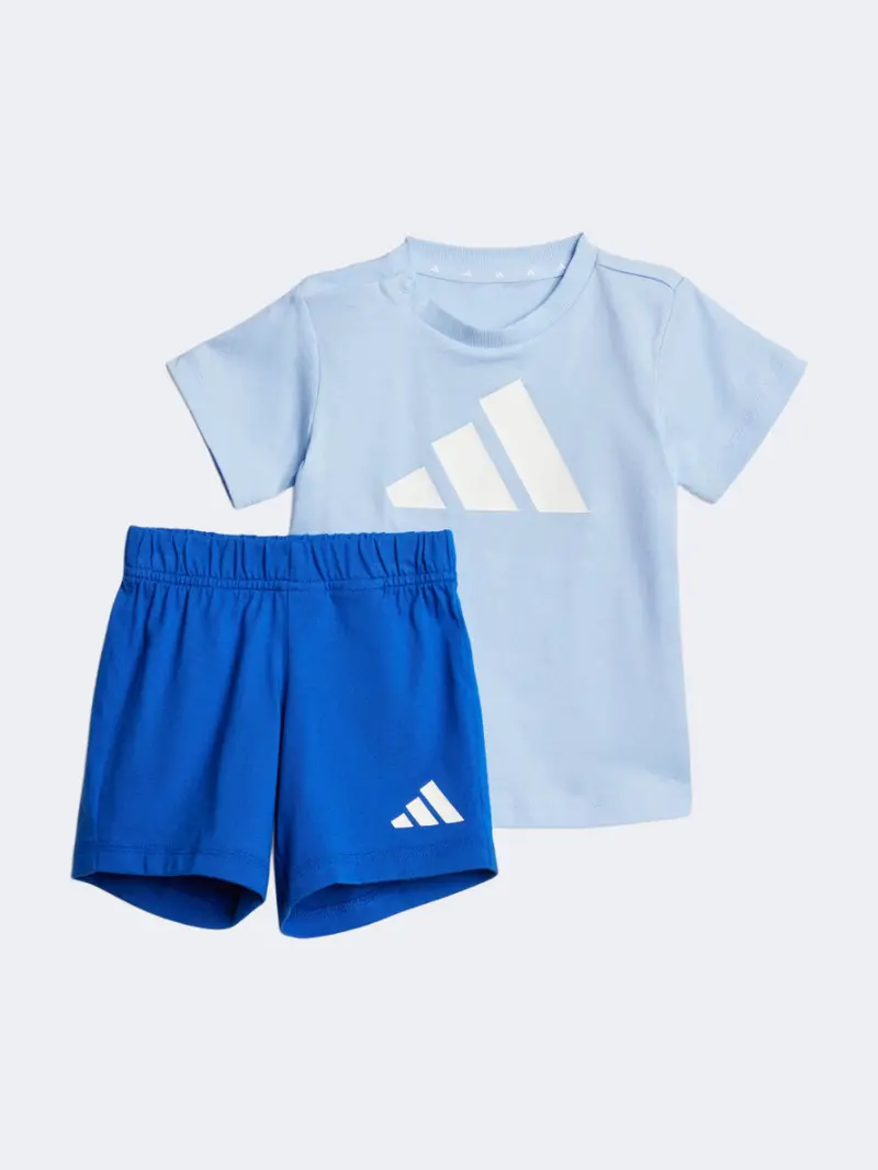 Adidas Essentials Baby Boys’ Sportswear Set – Glow Blue & White Outfit 1