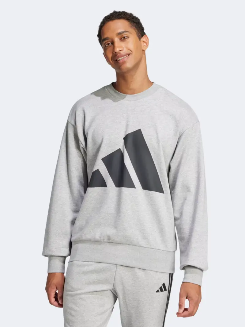 Adidas Essentials Big-Logo French Terry Men'S Sweatshirt – Grey Heather & Black 1