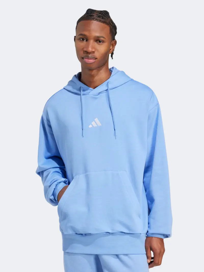 Adidas Essentials Feelcozy Fleece Hoodie For Men – Blue Fusion & White 1