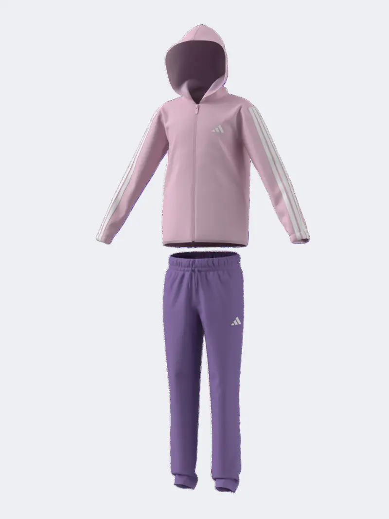 Adidas Essentials Girls’ Pink And White Sportswear Tracksuit 1