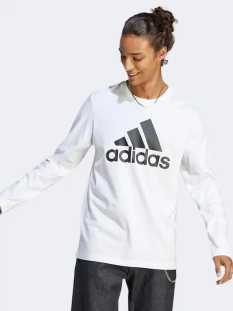 Adidas Essentials Men'S Long Sleeve Sportswear Top – White/Black 1