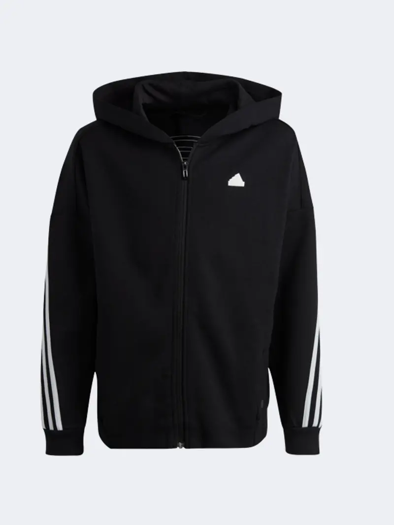 Adidas Future Icons 3-Stripes Full-Zip Hoodie – Kids' Black/White 1