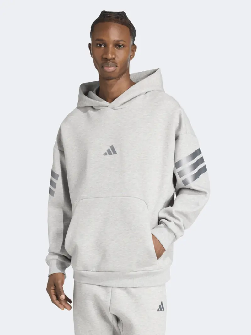 Adidas Future Icons 3-Stripes Grey Heather Hoodie For Men – Sporty Streetwear 1