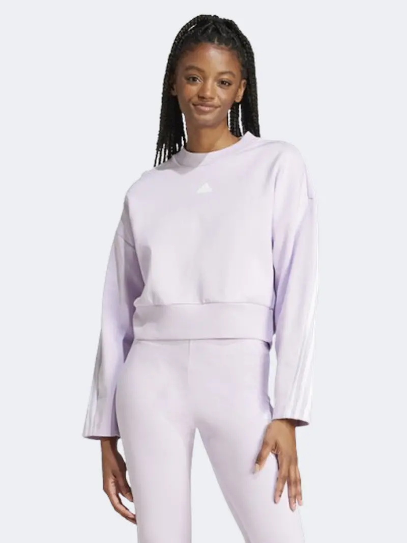 Adidas Future Icons 3-Stripes Sweatshirt For Women – Ice Lavender 1