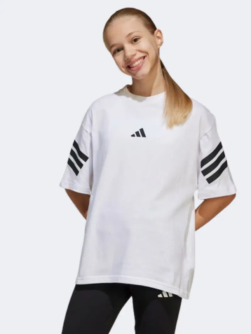 Adidas Future Icons 3-Stripes Unisex Kids' White And Black T-Shirt 1