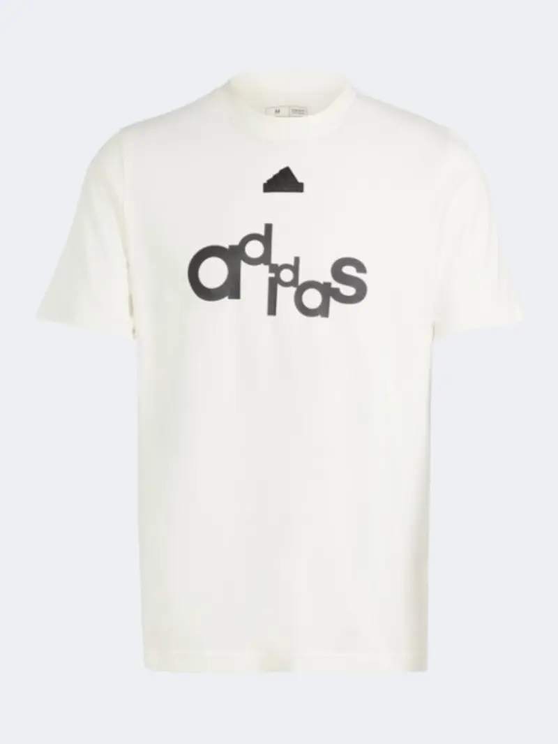 Adidas Graphic Print Men'S Off-White & Black T-Shirt 1