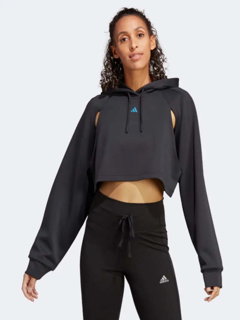 Adidas Hiit Aeroready Women'S Training Crop Hoodie In Black 1