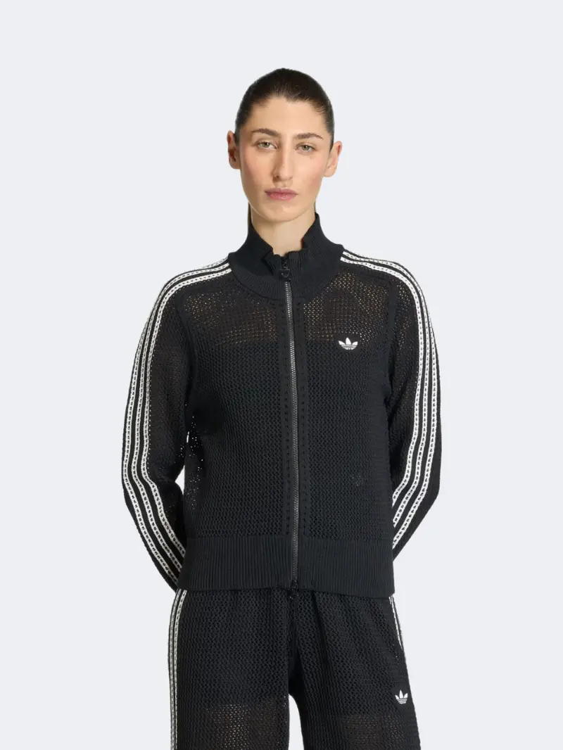 Adidas Knitted Crochet Black Firebird Track Top For Women 1