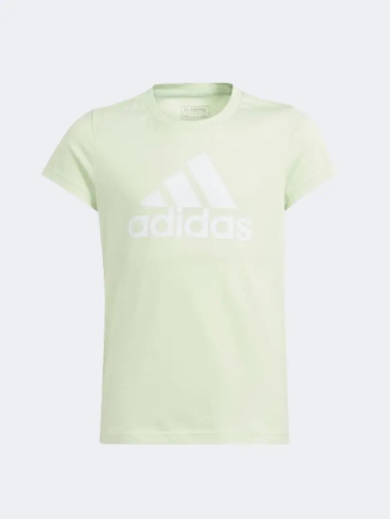 Adidas Large Badge Of Sport Girls' Green Spark & White Graphic T-Shirt 1