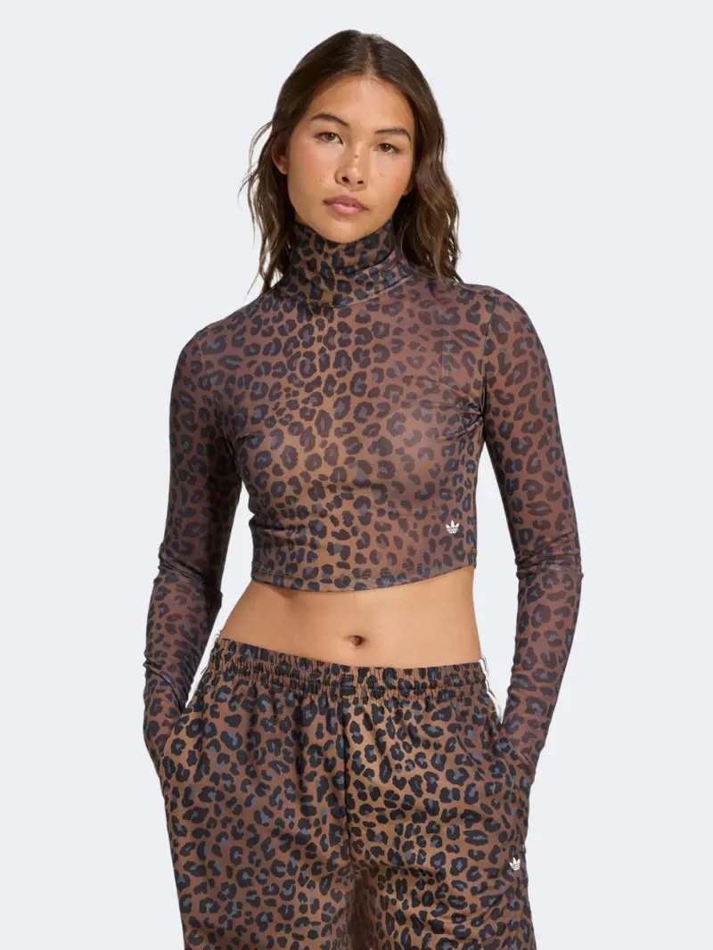 Adidas Leopard Print Long Sleeve Top For Women – Multicolor 1