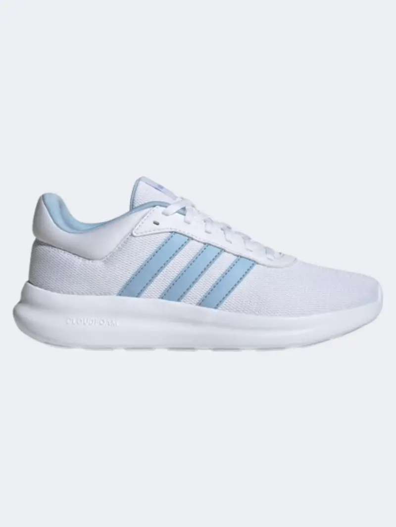 Adidas Lite Racer 4 Women'S Running-Inspired Lifestyle Shoes – White With Glow Blue Accents 1