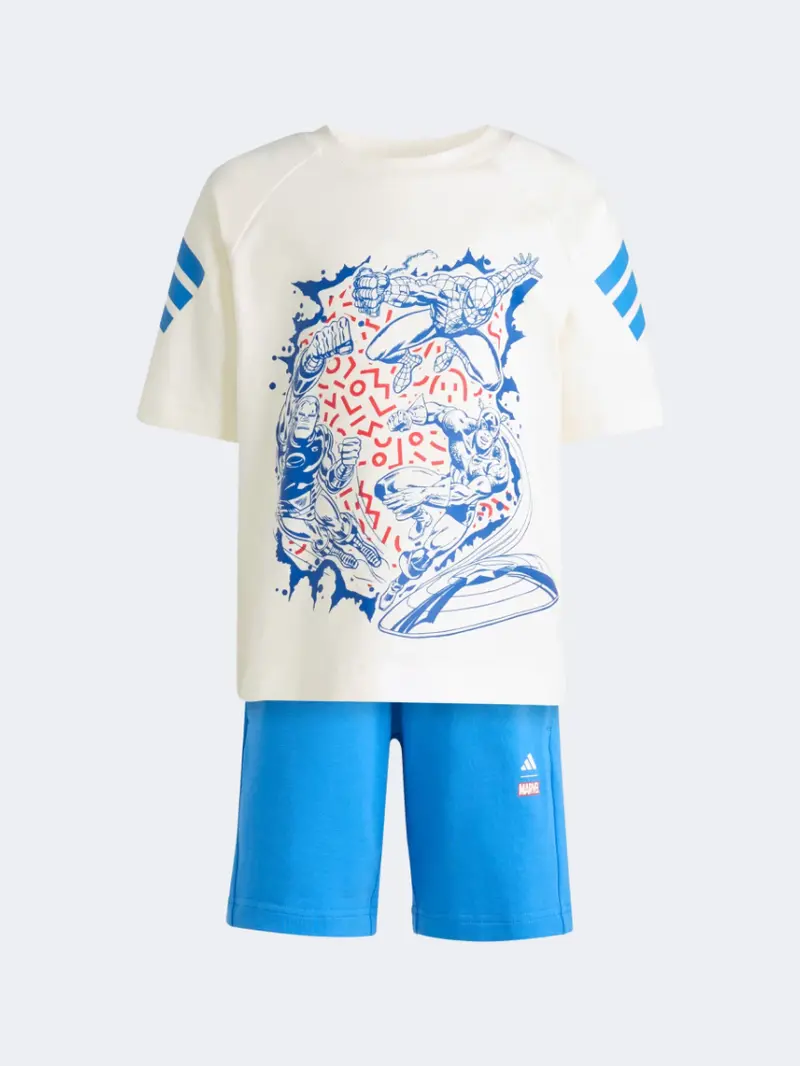 Adidas Little Boys' Off-White & Ray Blue Marvel Avengers Sportswear Set 1
