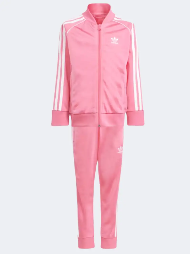 Adidas Little Girls' Adicolor Sst Pink Fusion Track Suit 1