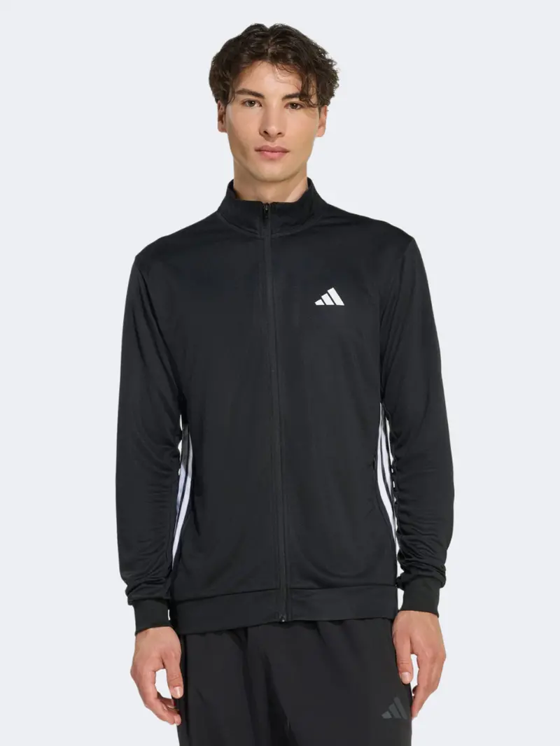 Adidas Men'S All-Set 3-Stripes Knit Track Jacket – Black & White 1