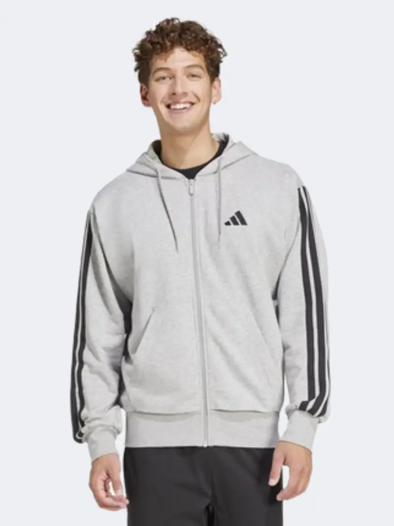 Adidas Men'S Essentials French Terry Hoodie – Medium Grey And Black 1