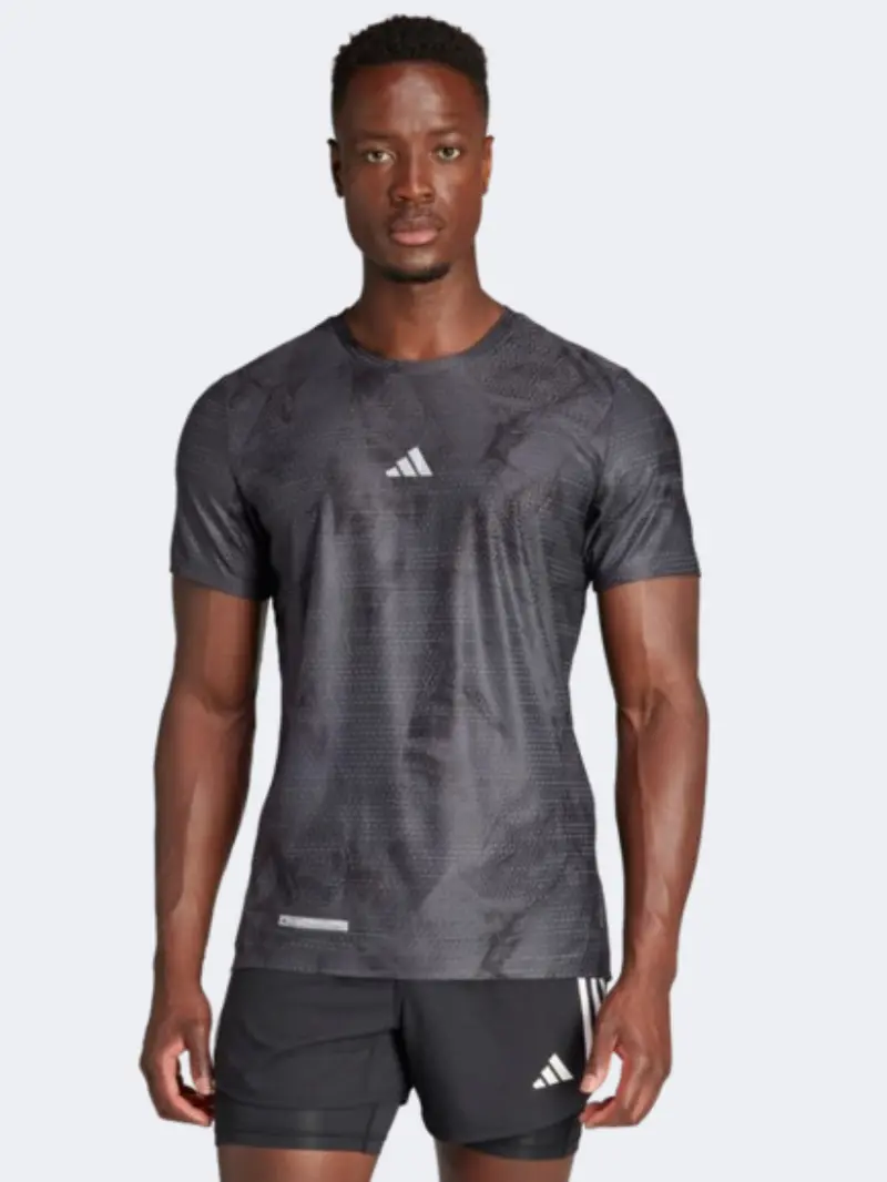 Adidas Men'S Ultimate Running T-Shirt In Carbon/Black 1