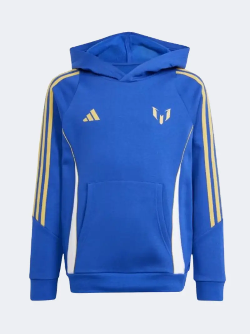 Adidas Messi Boys’ Football Hoodie – Blue, White, And Yellow Team-Inspired Sweatshirt 1
