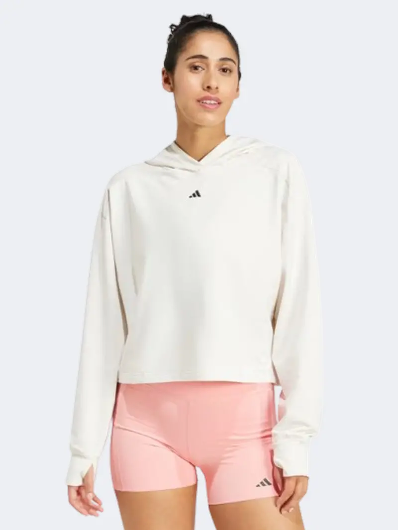Adidas Power Chalk White Training Hoodie For Women 1