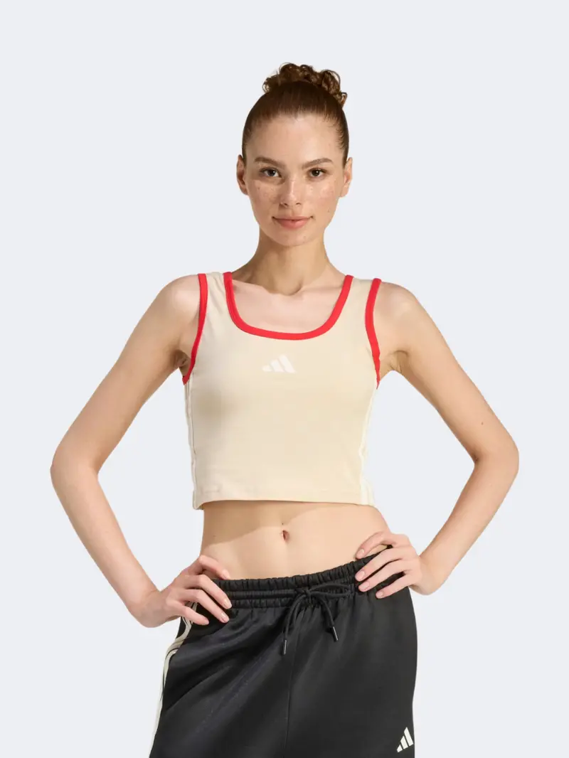Adidas Stadium Slim Crop Tank Top For Women – Crystal Linen & Ruby 1