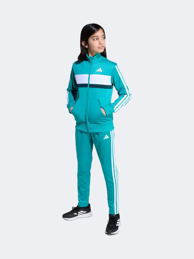 Adidas Tiberio 3-Stripes Tricot Tracksuit For Boys – Pure Teal 1