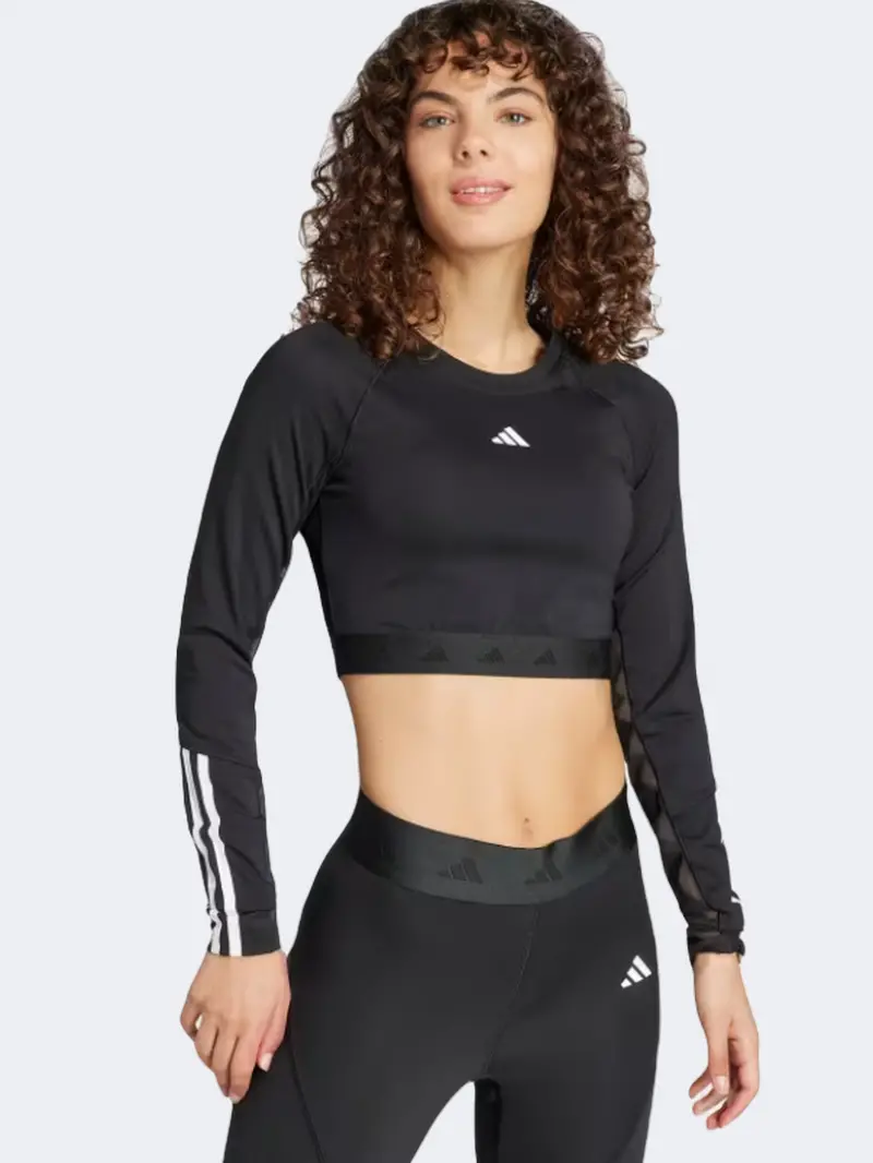 Adidas Women'S Black/White Hyperglam Training Long-Sleeve Top 1