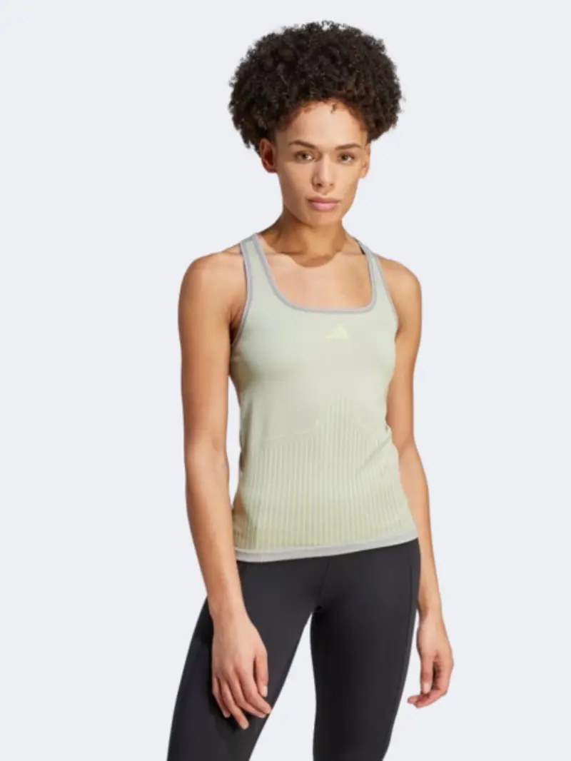 Adidas Women'S Charcoal Grey And Lime Training Tank Top 1