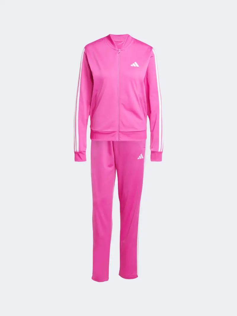 Adidas Women'S Essentials 3-Stripes Tracksuit In Semi-Lucid Fuchsia 1