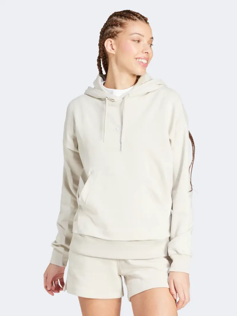 Adidas Women'S Essentials Hoody In Wonder Alumina And White 1