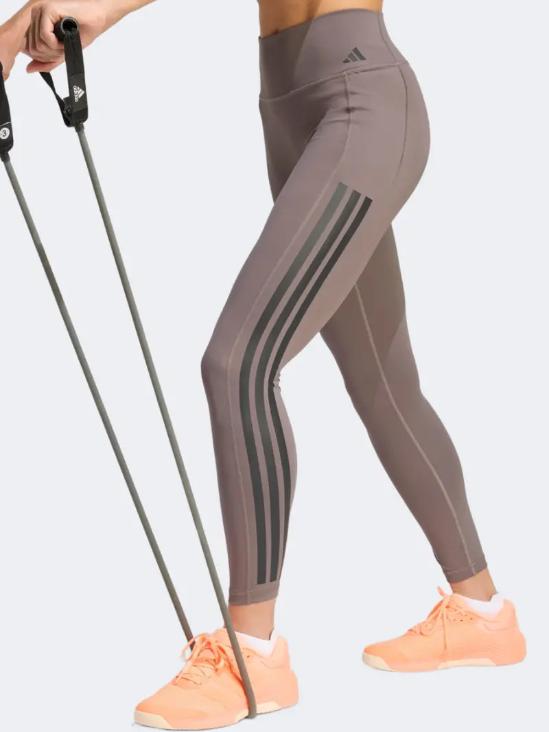 Adidas Women'S Optime 7/8 Training Tight With 3-Stripes – Charcoal 1