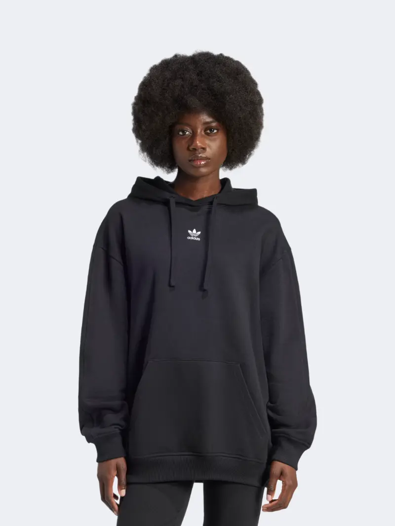 Adidas Women'S Originals Essentials Loose-Fit French Terry Hoodie In Black 1