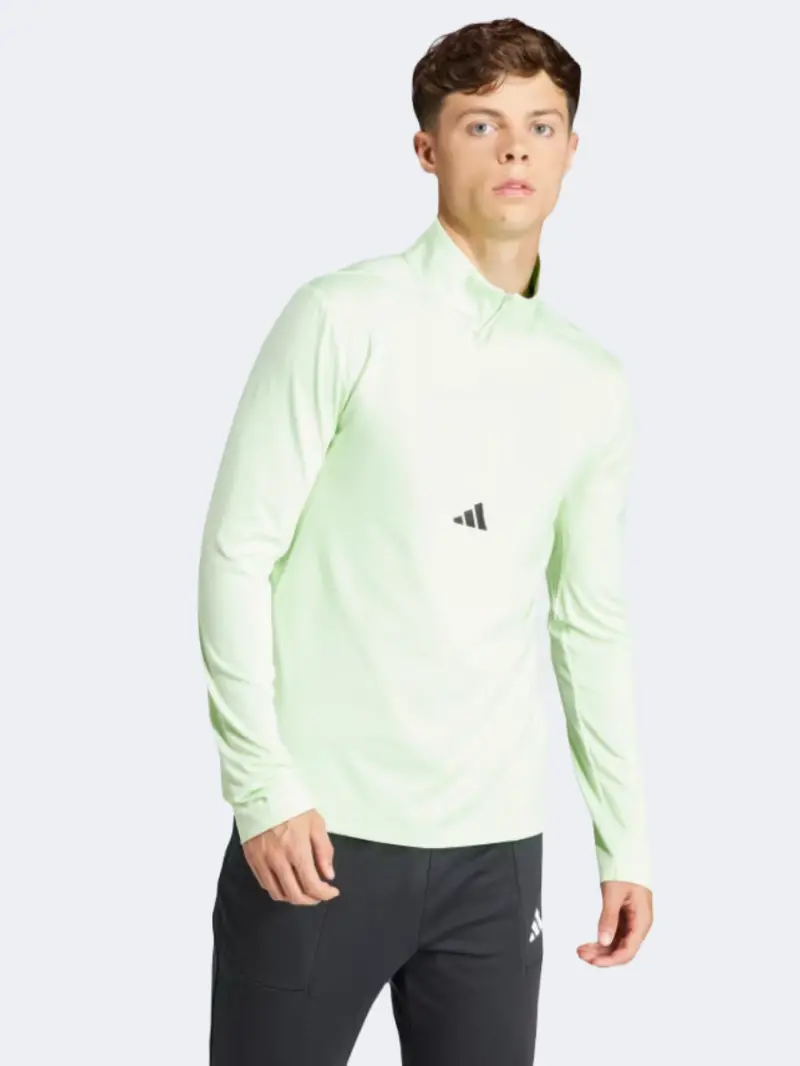 Adidas Workout Quarter-Zip Men'S Green Spark And Black Hoodie 1